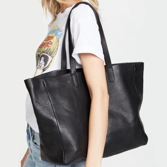 BAGGU Extra Large Slouchy Unstructured Pebbled Leather Tote Bag - Picture 1 of 13